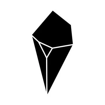 Black geometric crystal design element. Polygon icon of gem stone. Geometrica Stock Illustration