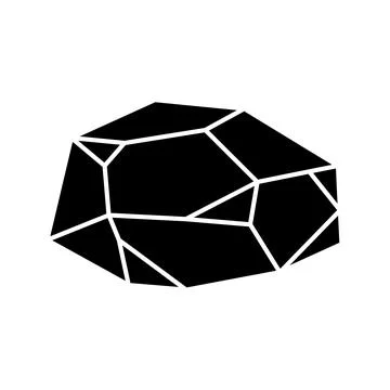 Black geometric crystal design element. Polygon icon of gem stone. Geometrica Stock Illustration