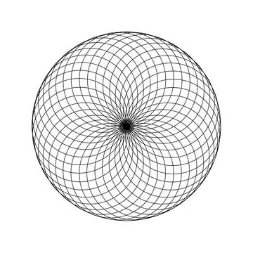 Black geometric eye mandala pattern on white background. Stock Illustration