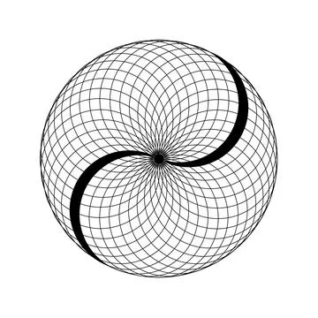 Black geometric eye mandala pattern on white background. Stock Illustration