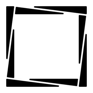 Black geometric frame with tapered triangular corners forming square border.. Stock Illustration