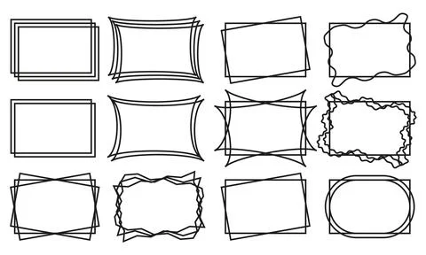 Black geometric frames with rectangle shape. Art deco style Stock Illustration