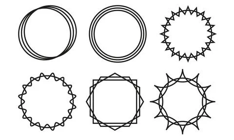 Black geometric frames with round shape. Art deco style Stock Illustration