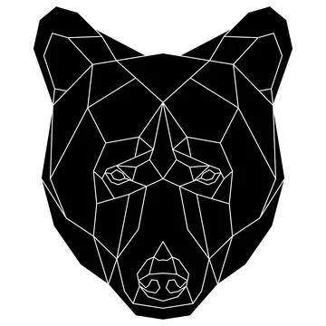 The black geometric head of bear. Polygonal abstract animal. Vector illustration Stock Illustration