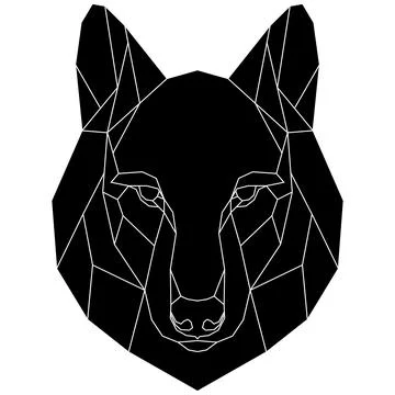 The black geometric head of wolf. Polygonal abstract animal. Vector illustration Ilustración de archivo