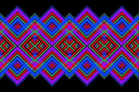 Black geometric motif fabric pattern Stock Illustration