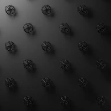 Black geometric shape on black background 3D illustration Stock Illustration