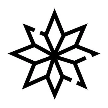Black geometric snowflake symbol representing winter and cold Stock Illustration