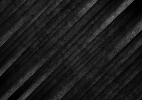 Black geometric stripes abstract tech grunge background Stock Illustration