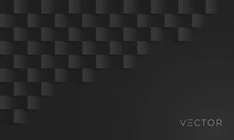 Black geometric texture pattern background. Abstract 3d square paper creative Stock Illustration