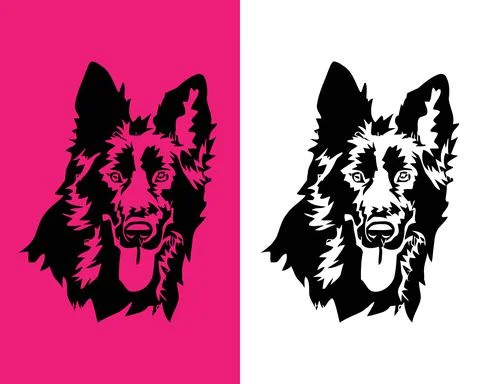 Black german shepherd vector design digital dog portrait Illustrazione stock