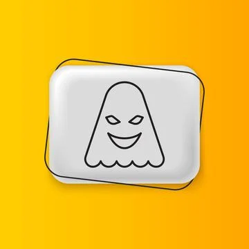 Black Ghost icon isolated on yellow background. Silver rectangle button. Vect Illustrazione stock
