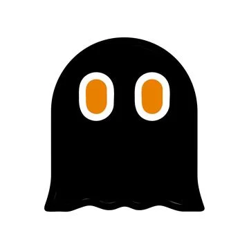 Black ghost with orange eyes. Concept of Halloween, fear, and mystery. Stock Illustration