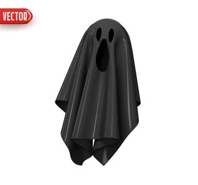 Black Ghost scream and angry emotions on face decor element for Halloween h.. Stock Illustration