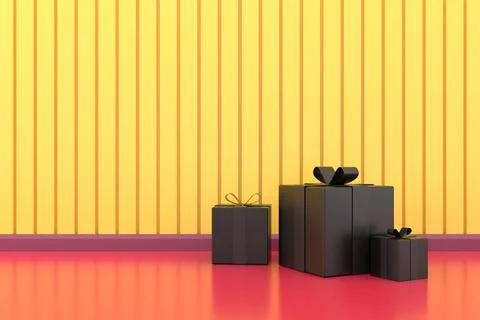 The black gift box. 3D rendering. Stock Illustration