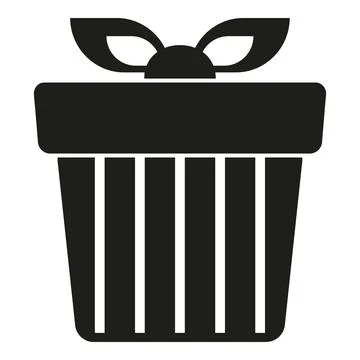 Black gift box with bow and stripes icon 스톡 일러스트