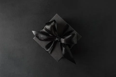 Black gift box with bow Stock Photos