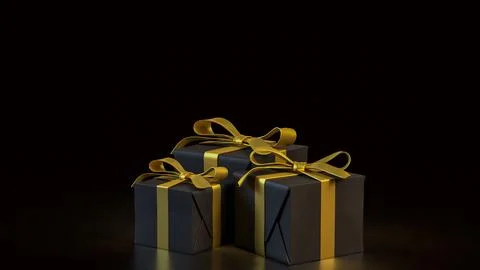 The Black Gift box  for celebration or Holiday concept 3d Rendering. Stock Illustration