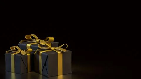 The Black Gift box  for celebration or Holiday concept 3d Rendering. Stock Illustration
