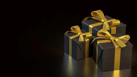 The Black Gift box  for celebration or Holiday concept 3d Rendering. Stock Illustration