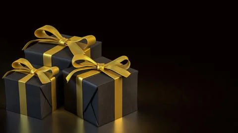 The Black Gift box  for celebration or Holiday concept 3d Rendering. Stock Illustration