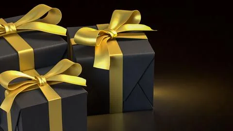 The Black Gift box  for celebration or Holiday concept 3d Rendering. Stock Illustration