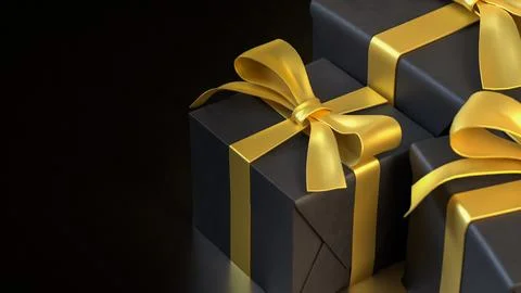 The Black Gift box  for celebration or Holiday concept 3d Rendering. Stock Illustration