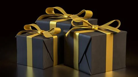 The Black Gift box  for celebration or Holiday concept 3d Rendering. Stock Illustration