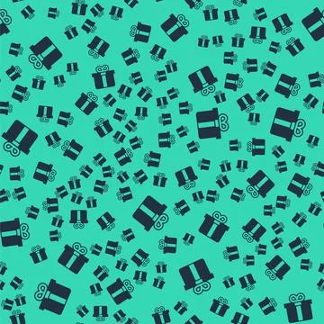Black Gift box icon isolated seamless pattern on green background. Vector 스톡 일러스트