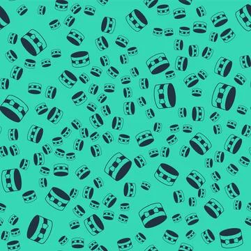 Black Gift box icon isolated seamless pattern on green background. 8 March... Stock Illustration