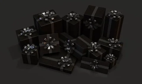 Black Gift Box Pile Stock Illustration