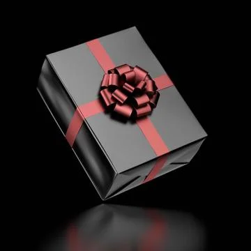 Black Gift Box with Ribbon Stock Illustration