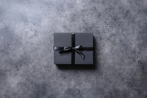 Black gift box, top view Stock Photos
