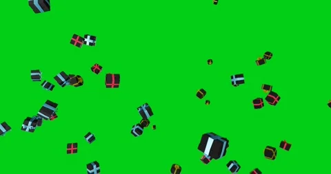 Black gift boxes with multi-colored ribbons on green screen. Stock Footage 255707827
