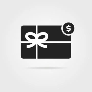 Black gift card icon with shadow Stock Illustration