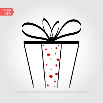 Black Gift. Isolated vector icon, sign, emblem, pictogram. Flat style for des Stock Illustration