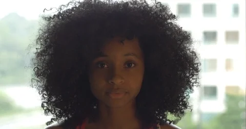 Black Girl Neutral Expression Stock Footage 111155030