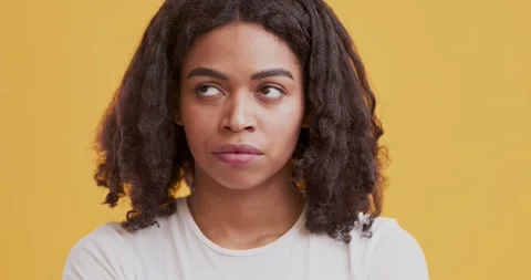 Black girl thinking about problem solution, brainstorming Stock Footage 135263086