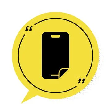 Black Glass screen protector for smartphone icon isolated on white background Illustrazione stock