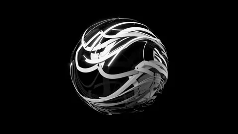 Black glass sphere glowing lines twisted background Stock Footage 337396000