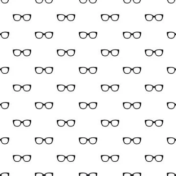 Black glasses eyes seamless pattern on white background. Eyeglasses. Vector i Stock Illustration