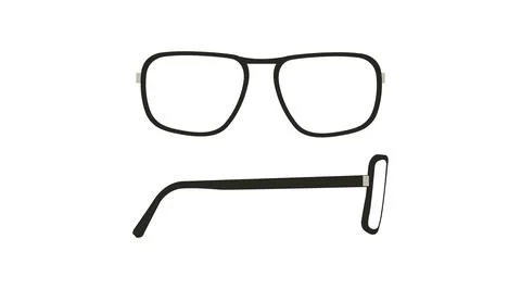 Black glasses Frame Front and Side View Stock Illustration