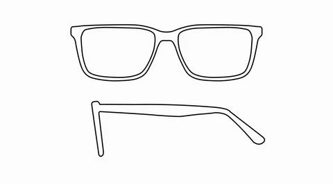 Black glasses Frame Front and Side View Illustrazione stock