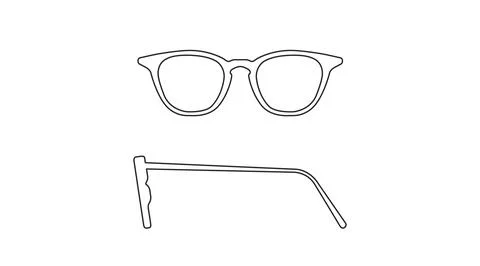 Black glasses Frame Front and Side View Illustrazione stock