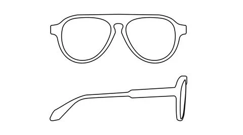Black glasses Frame Front and Side View Stock Illustration