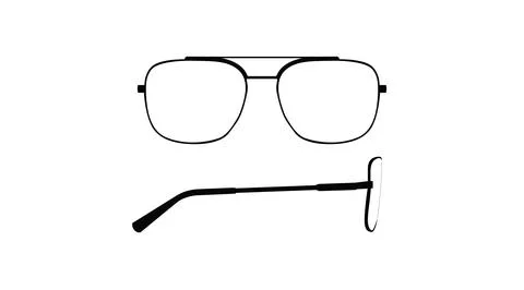 Black glasses Frame Front and Side View Stock Illustration
