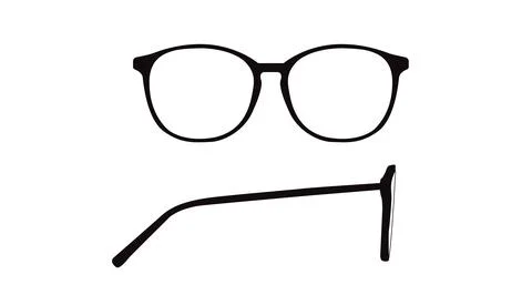 Black glasses Frame Front and Side View Stock Illustration