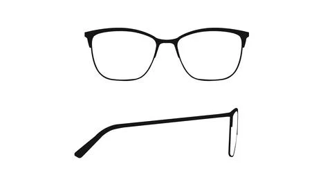 Black glasses Frame Front and Side View Illustrazione stock