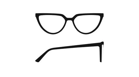 Black glasses Frame Front and Side View Stock Illustration