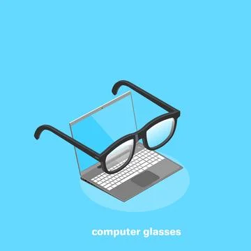 Black glasses for working with a computer, isometric image Stock Illustration